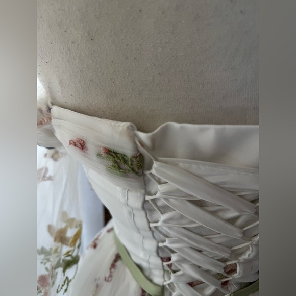 Flower long sleeve‎ embroidery formal maternity tulle Floral Dress bridal - Picture 6 of 7